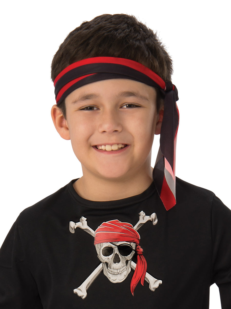 Red And Black Boys Skull And Cross Bones Pirate Costume - Close Image 1