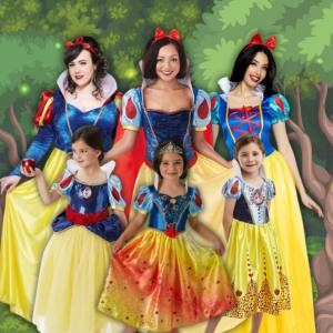 Image of women and girls in Snow White costumes