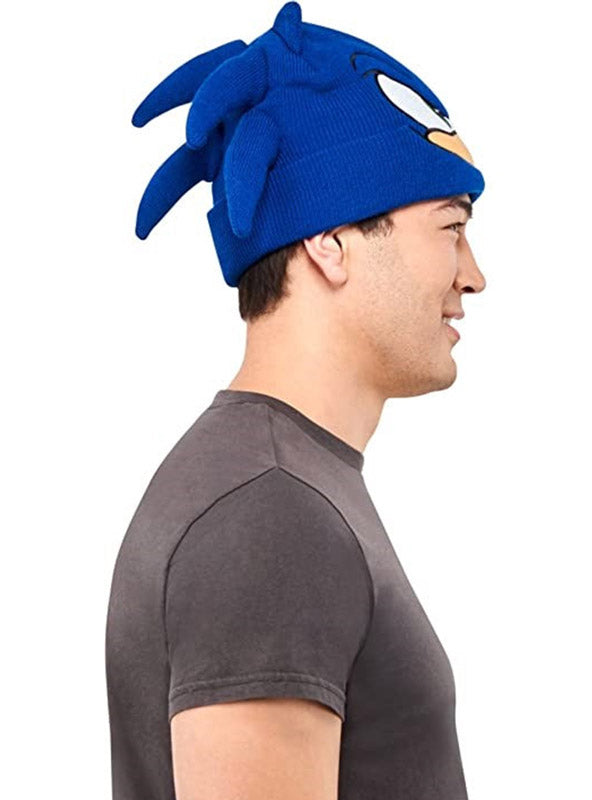 Adults Sonic The Hedgehog Blue Costume Beanie - Side Image