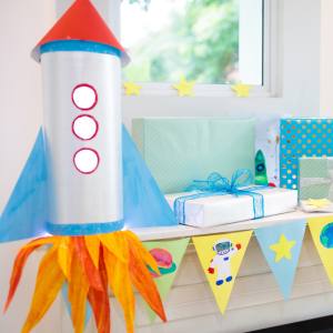 Image of space themed party supplies