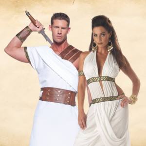 Image of a man and a women in Spartan costumes