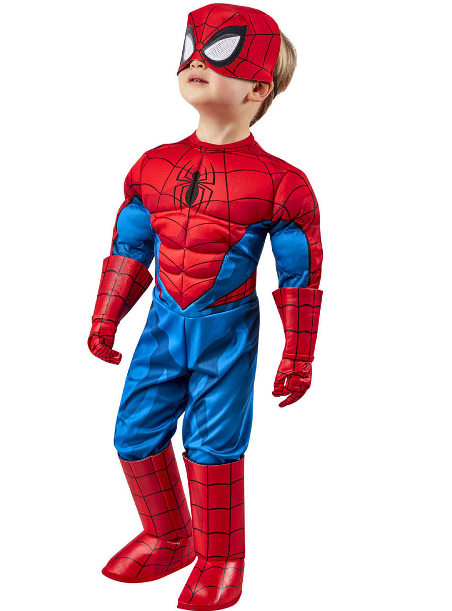 Alternate Image 2 of Spider-Man Toddler Boys Marvel Superhero Deluxe Muscle Chest Costume