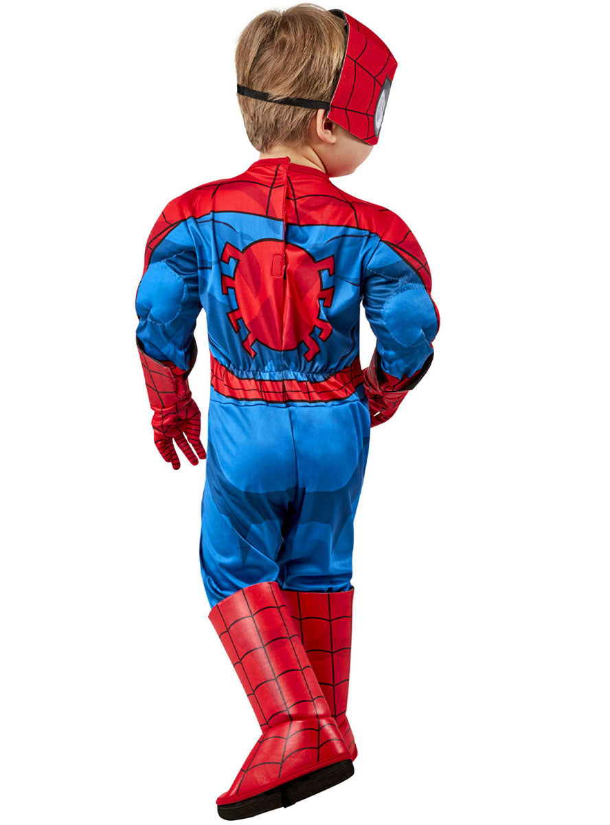 Back Image of Spider-Man Toddler Boys Marvel Superhero Deluxe Muscle Chest Costume