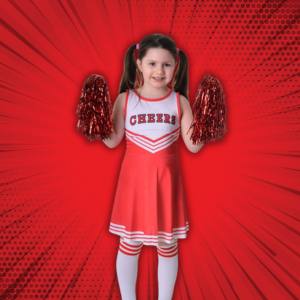 Image of a girl in a red cheerleader costume