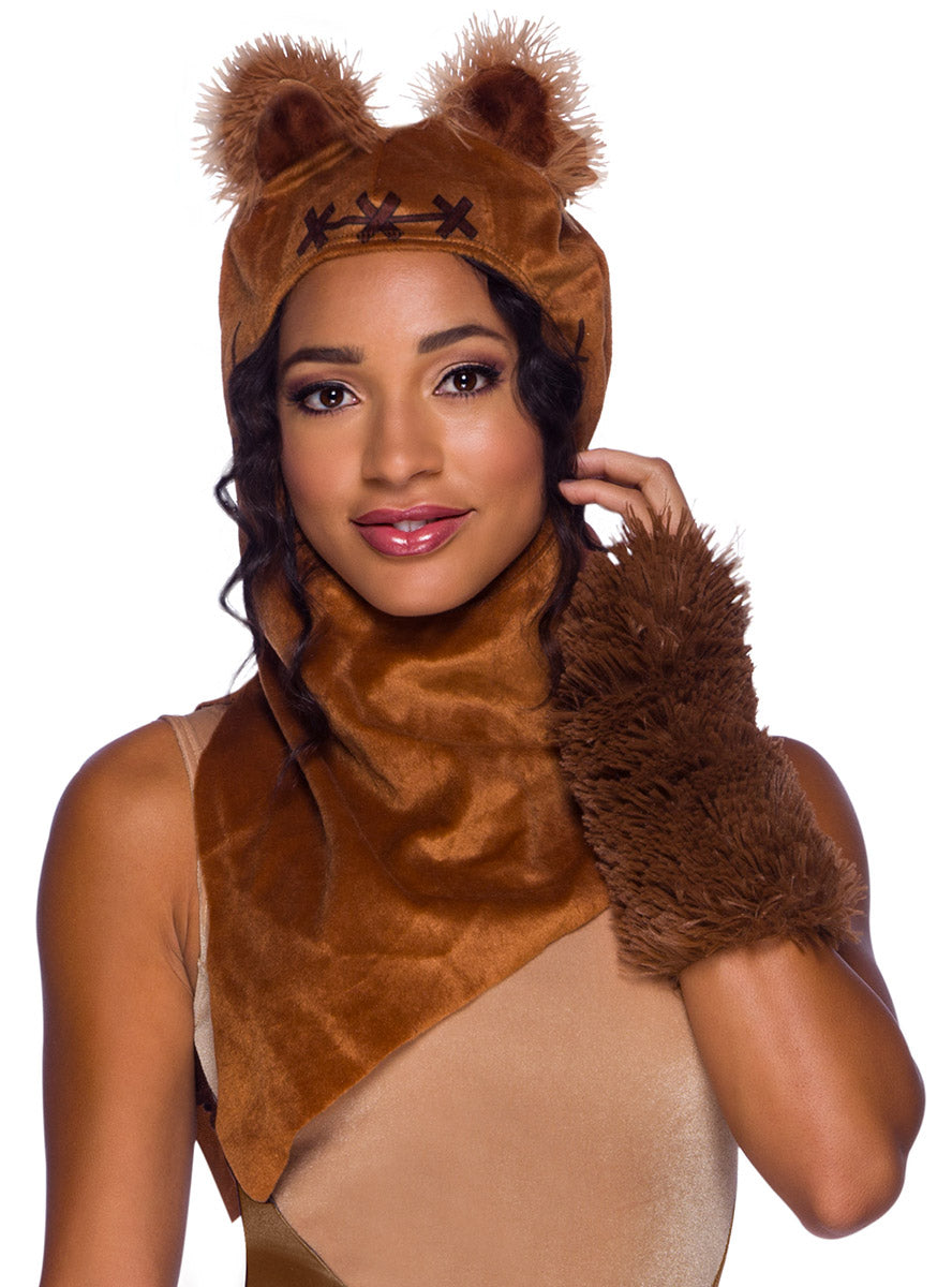 Image of Cute Ewok Womens Star Wars Costume - Close Up Image 1