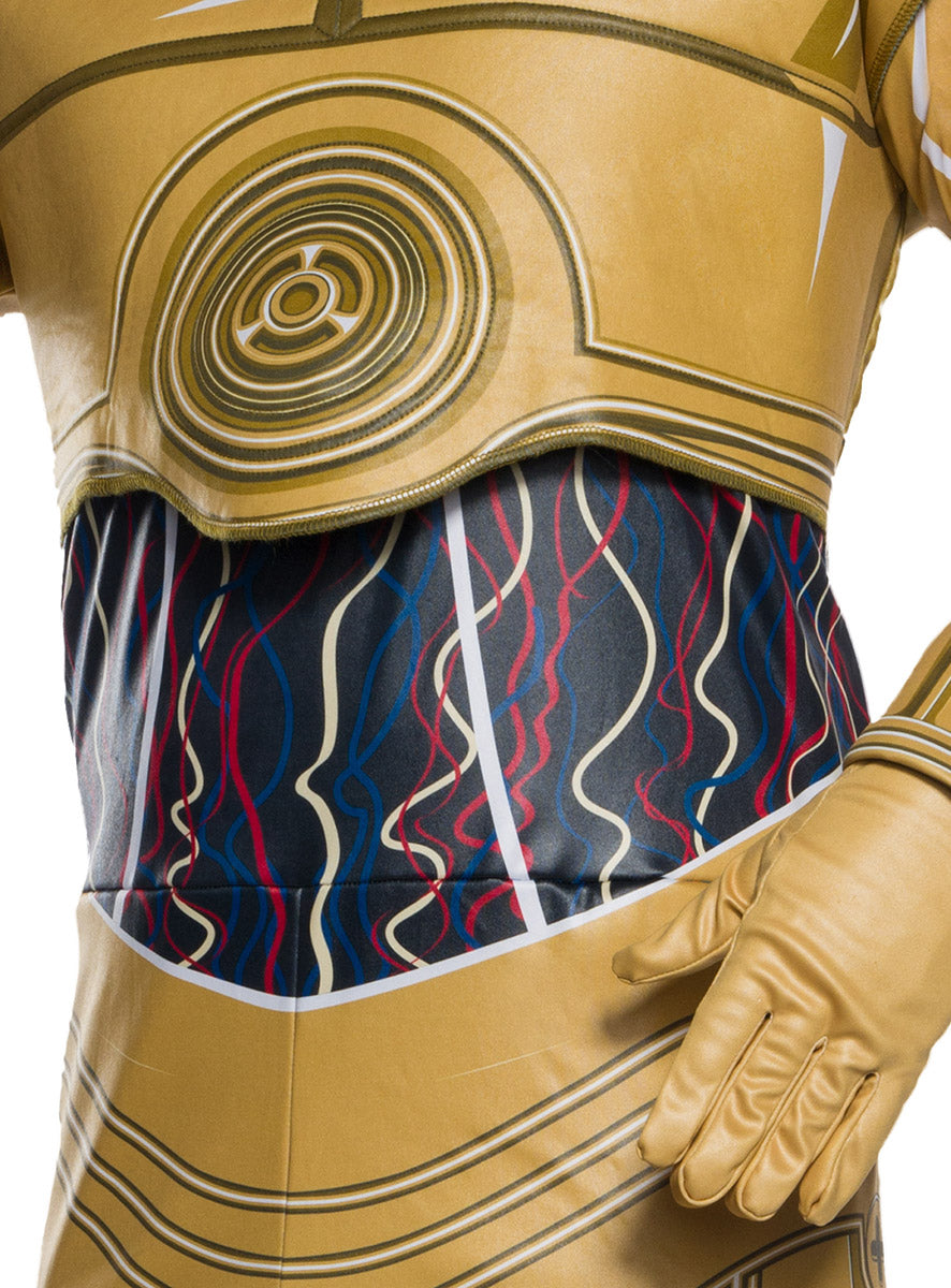 Image of Star Wars Mens C3PO Droid Costume - Close Image 2