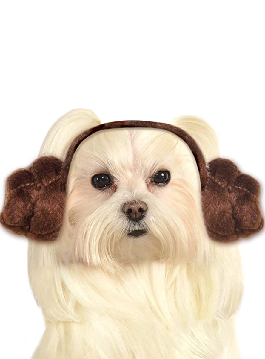 Princess Leia Brown Space Buns Pet Dog Costume Headband - Main Image