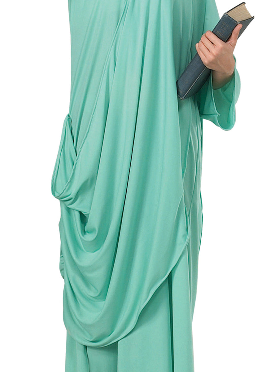 Womens Green Statue Of Liberty American Costume - Close Image