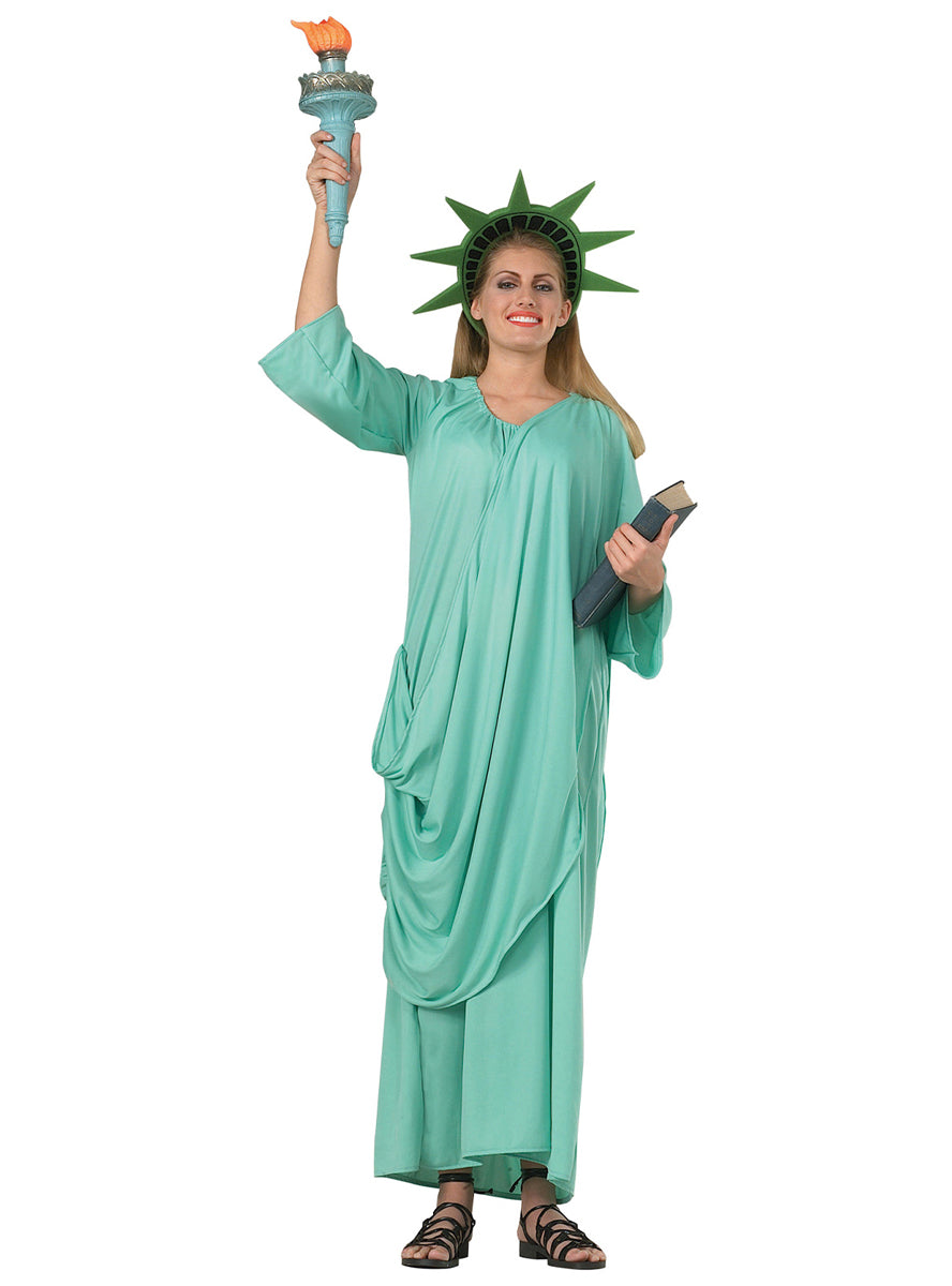 Womens Green Statue Of Liberty American Costume - Main Image