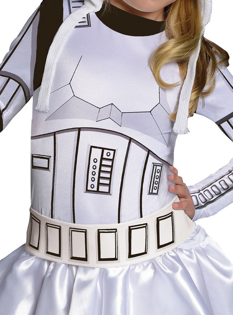 Image of Sassy Stormtrooper Girls Star Wars Costume - Close Image 2