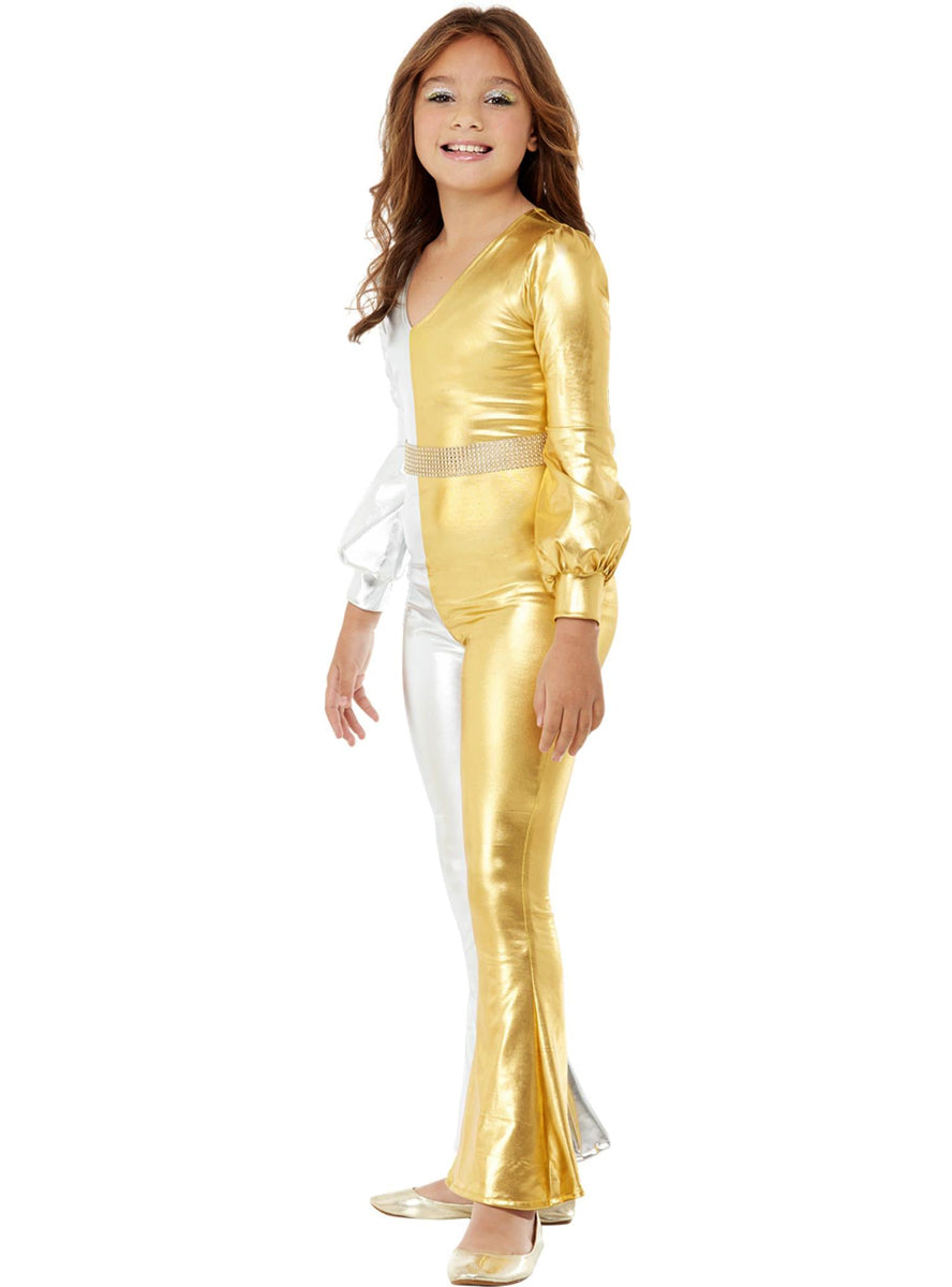 girls 1970s gold and silver abba costume - alternative image