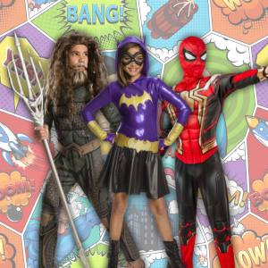 Image of kids in superhero costumes