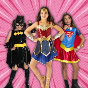 Image of girls in superhero costumes