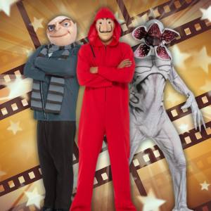 Image of men wearing TV and movie character costumes