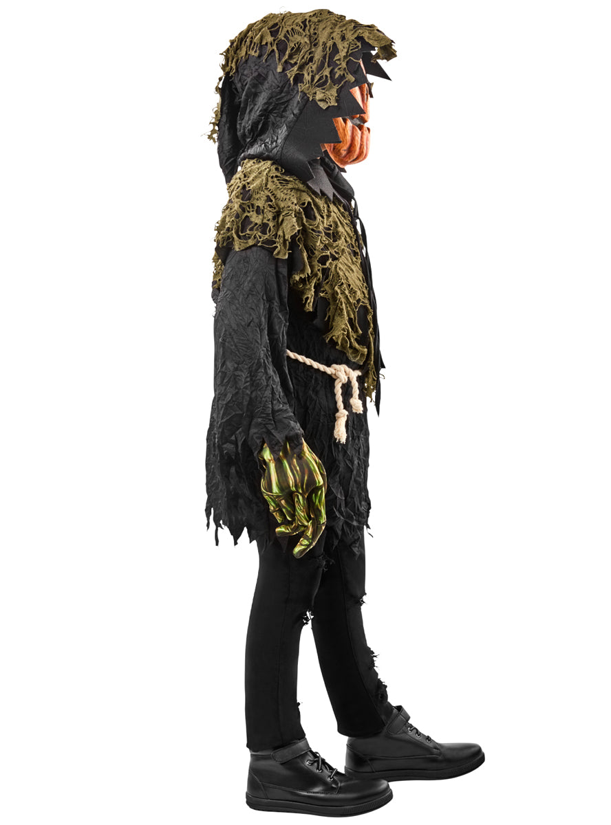 Boys Tattered Pumpkin Ghoul Halloween Costume - Side Image