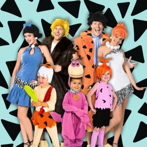 Image of people in The Flintstones costumes