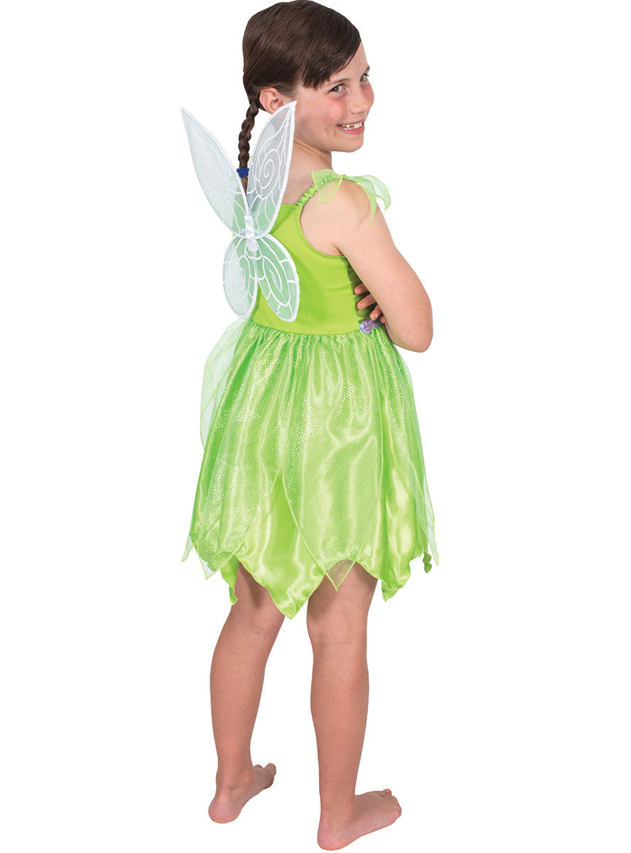 Image of Tinkerbell Girls Deluxe Green Fairy Costume - Back Image