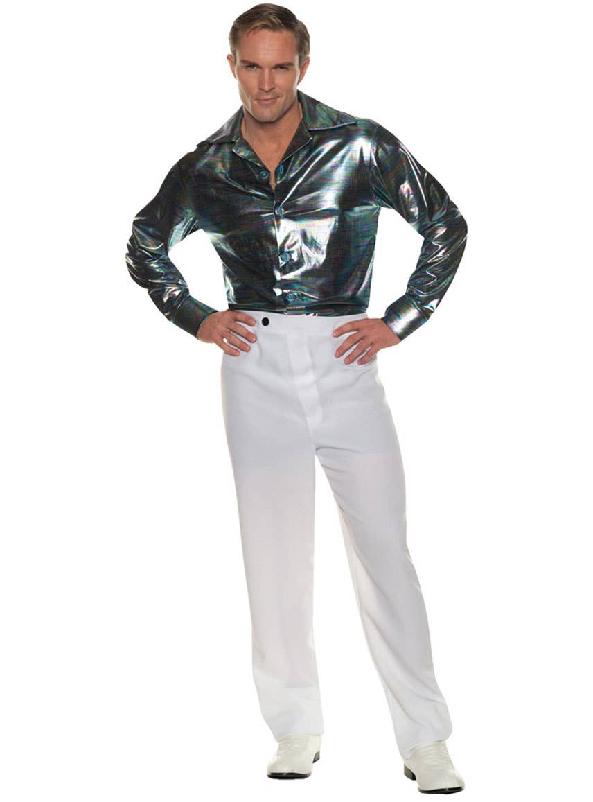 Shiny Metallic Rainbow Men's 1970's Disco Costume Shirt