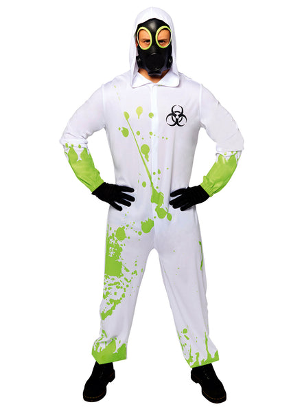 Main image of Toxic Waste Spill Mens White Hazmat Suit Halloween Costume