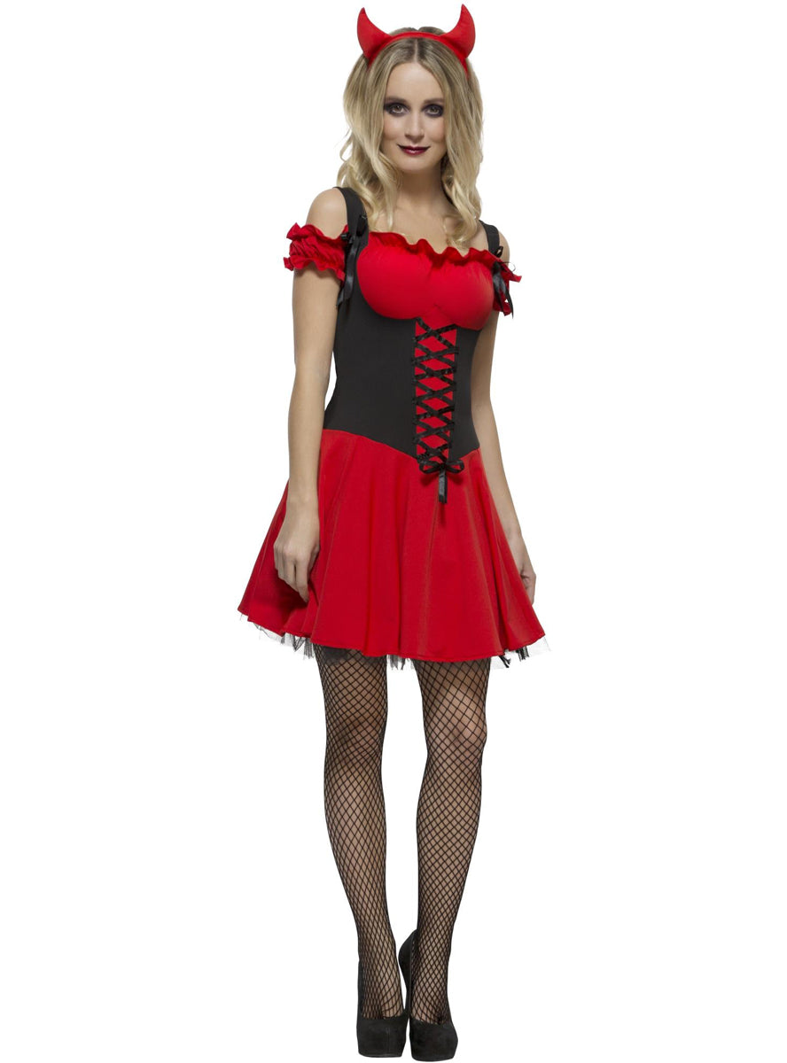 womens sexy devil red halloween costume dress - Main image