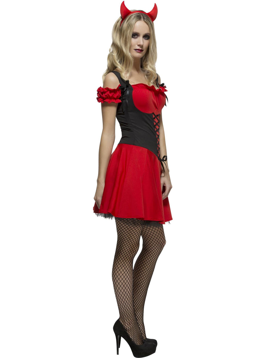 womens sexy devil red halloween costume dress - side image