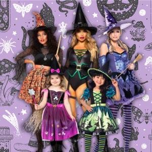 Image of women and girls in witch costumes