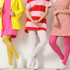 Image of three women wearing opaque stockings