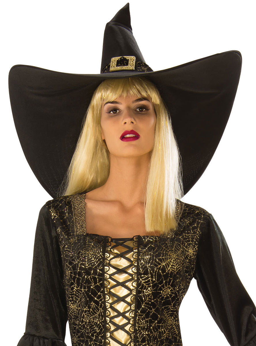 Image of Golden Spiderweb Witch Womens Halloween Costume - Close Image 1