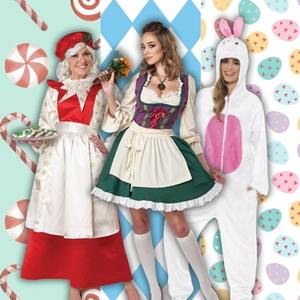 Image of women in seasonal costumes