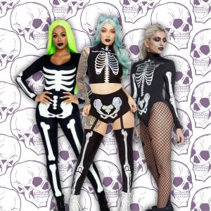 Image of women in skeleton costumes