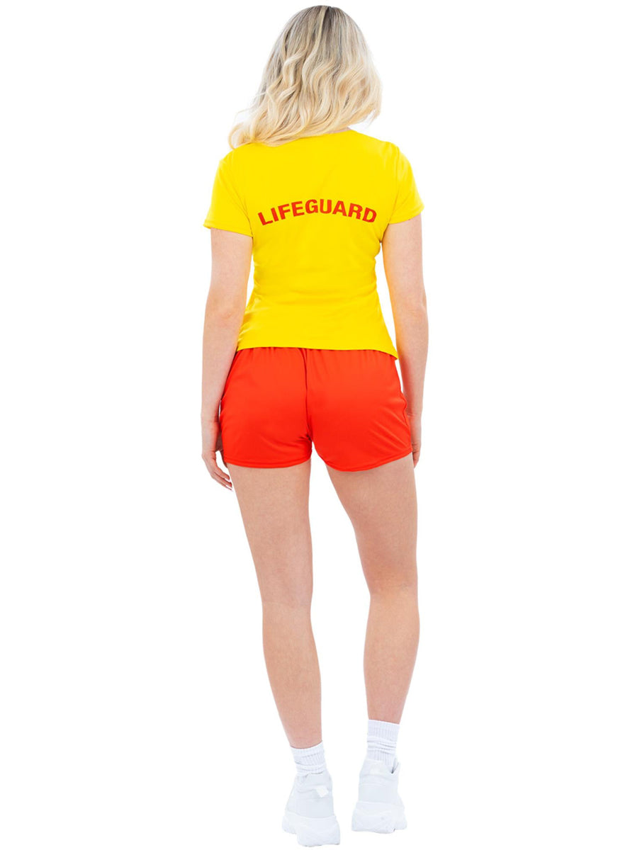 Yellow Lifeguard Womens Baywatch Costume - Back Image