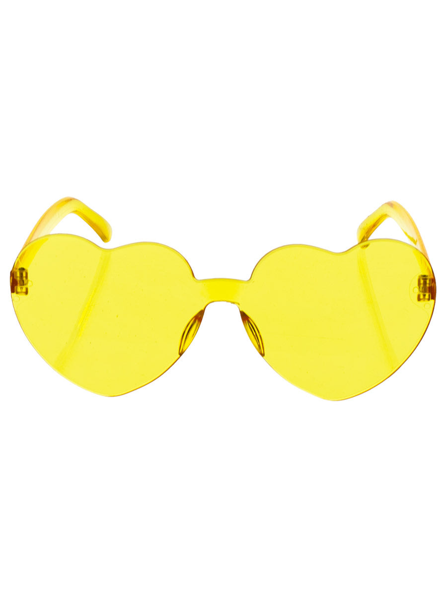 Image of Heart Shaped Womens Yellow Frameless Costume Glasses