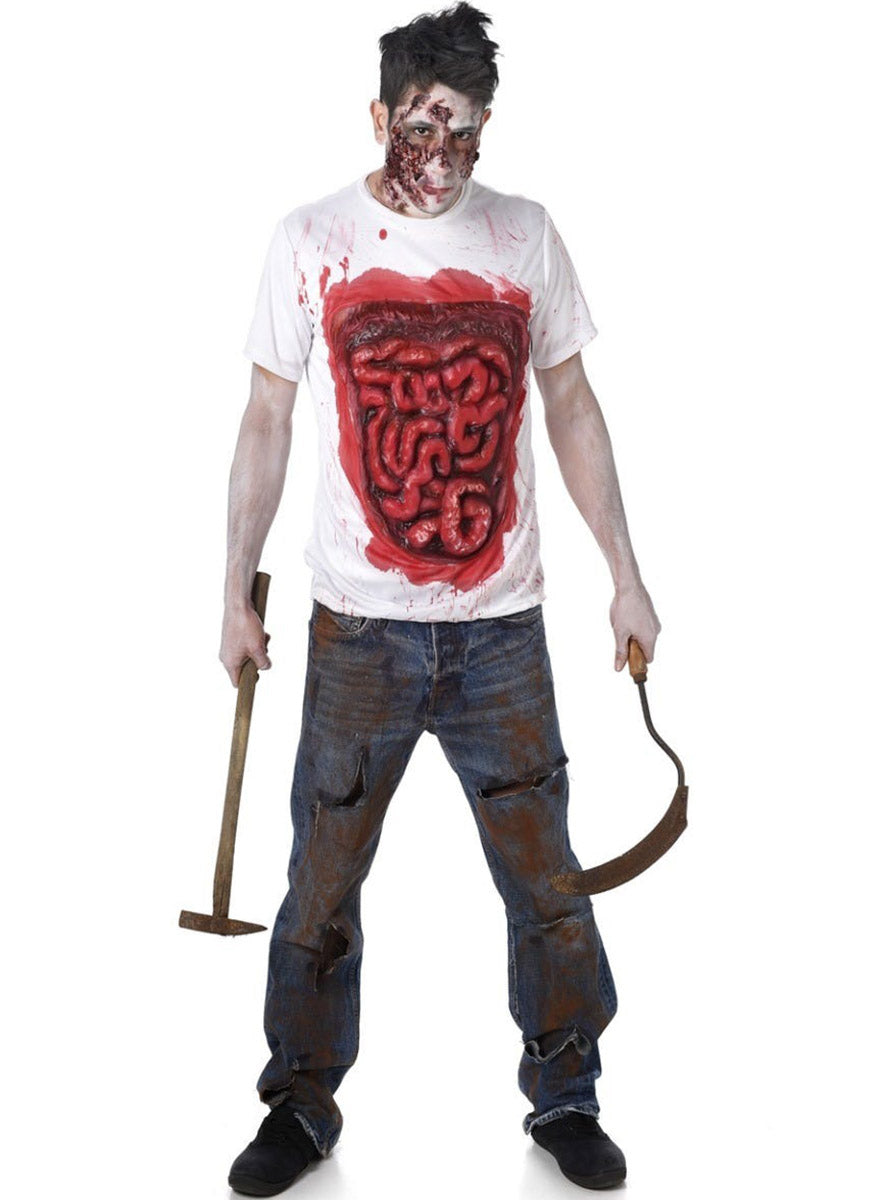main image of Zombie Guts Mens Halloween Costume Top