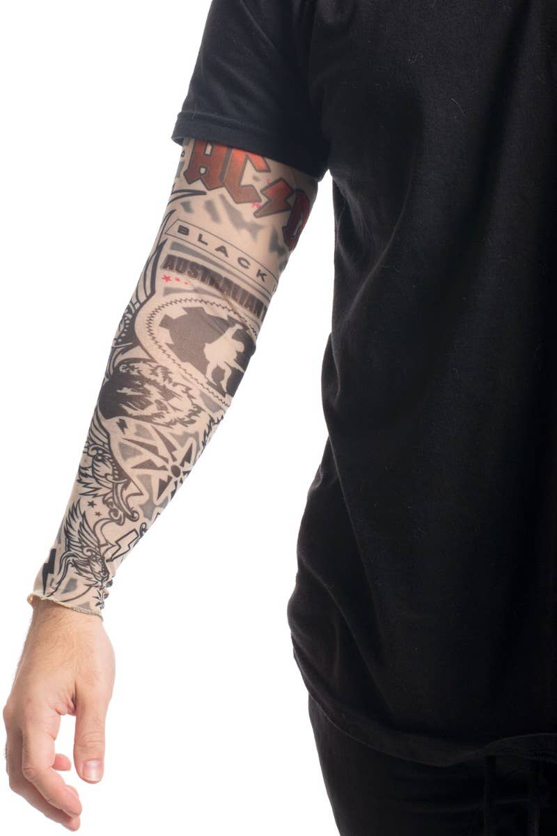 Adult's AC-DC Rock Star Fake Tattoo Sleeve Costume Accessory -  Main Image