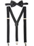 Image of Adjustable Black Suspenders and Satin Bow Tie Set