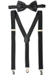 Image of Adjustable Black Suspenders and Satin Bow Tie Set