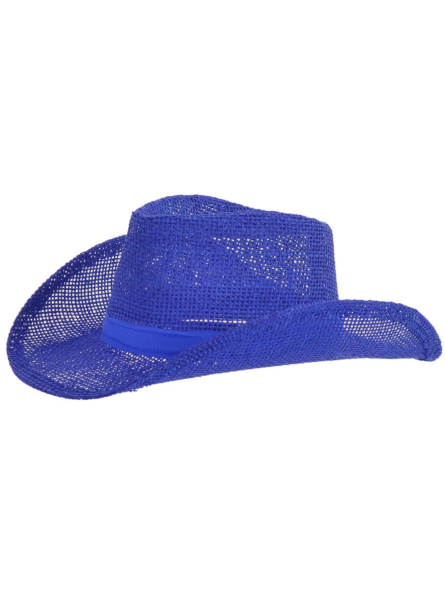 Image of Western Blue Hessian Adult's Cowboy Hat - Side View