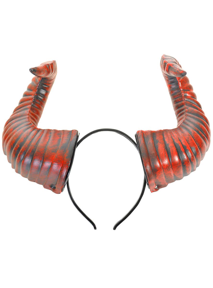 Image of Burgundy Red Goat Horns Costume Headband - Alternate Image