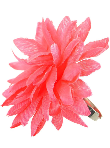 Image of Neon Pink Fabric Flower Costume Ring - Main Image