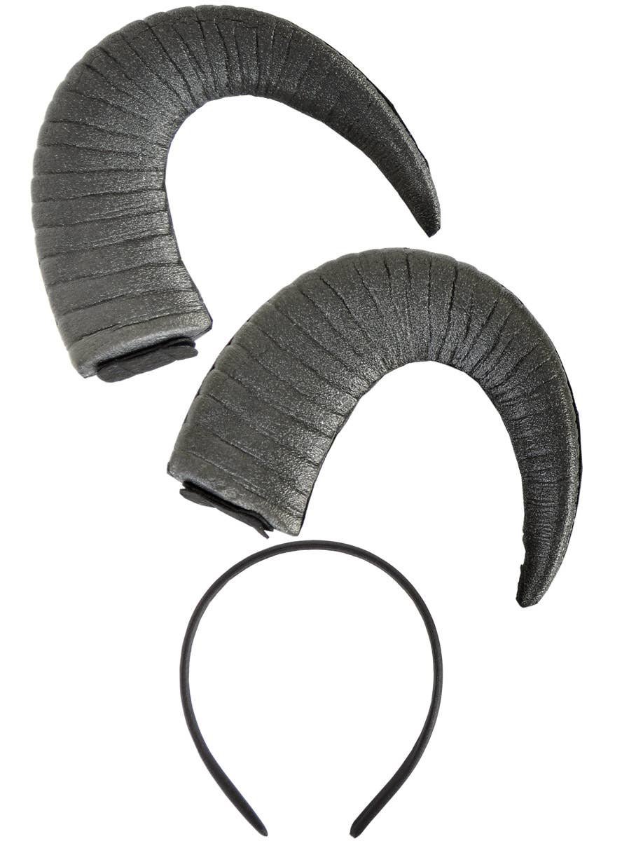 Image of Soft Grey Foam 19cm Goat Horns Costume Headband - Alternate Image