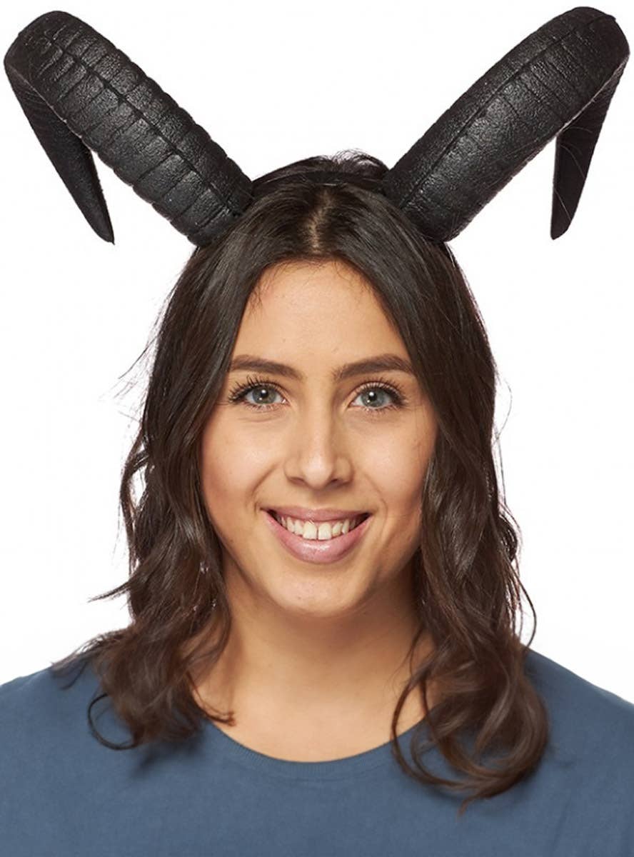 Image of Soft Grey Foam 19cm Goat Horns Costume Headband - Main Image