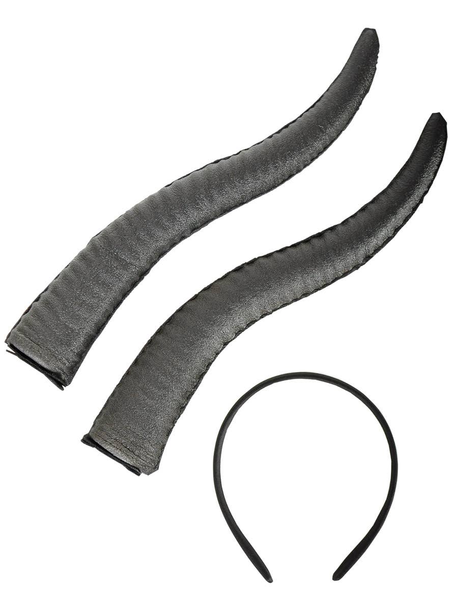 Image of Soft Slate Grey Foam 31cm Straight Horns Costume Headband - Alternate Image