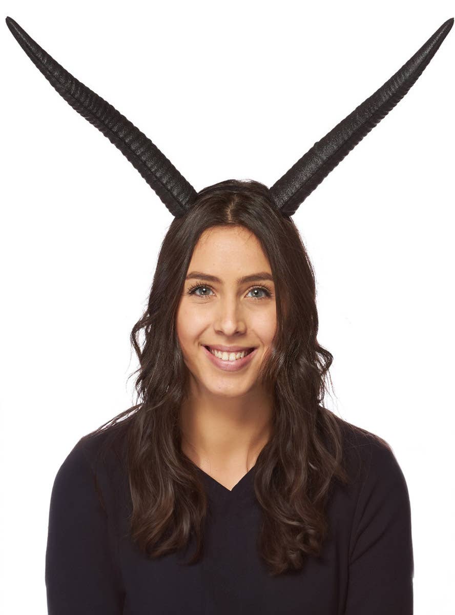 Image of Soft Slate Grey Foam 31cm Straight Horns Costume Headband - Main Image