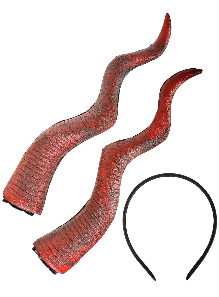 Image of Soft Red Foam 32cm Devil Horns Costume Headband - Alternate Image