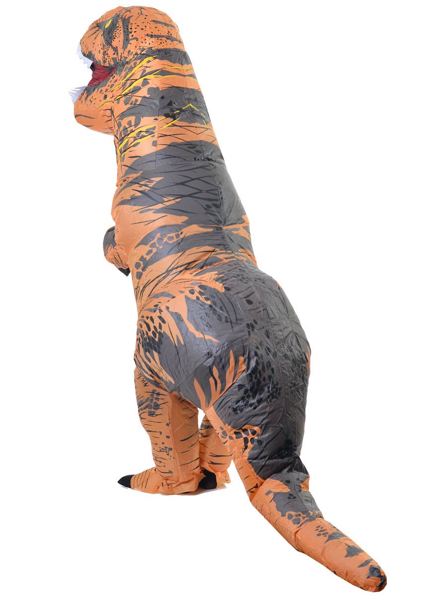 Image Of Inflatable Brown Dinosaur Adult's Costume - Back Image
