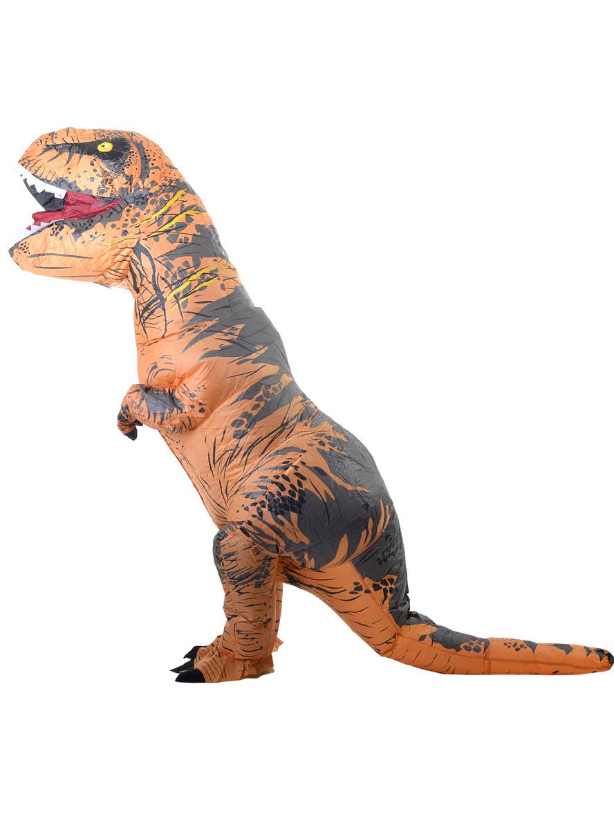 Image Of Inflatable Brown Dinosaur Adult's Costume - Side Image
