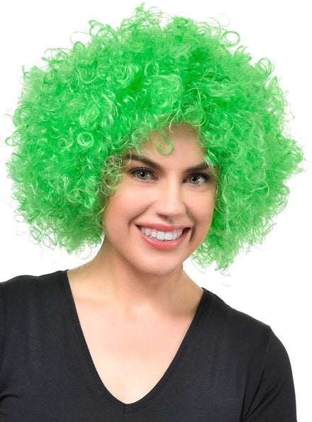 Image of Jumbo Green Adult's Curly Afro Costume Wig