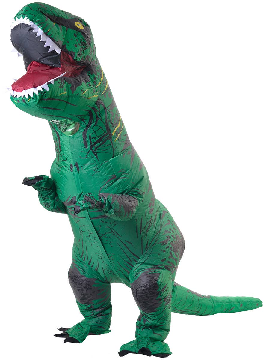 Image of Inflatable Green Dinosaur Adult's Costume - Front Image