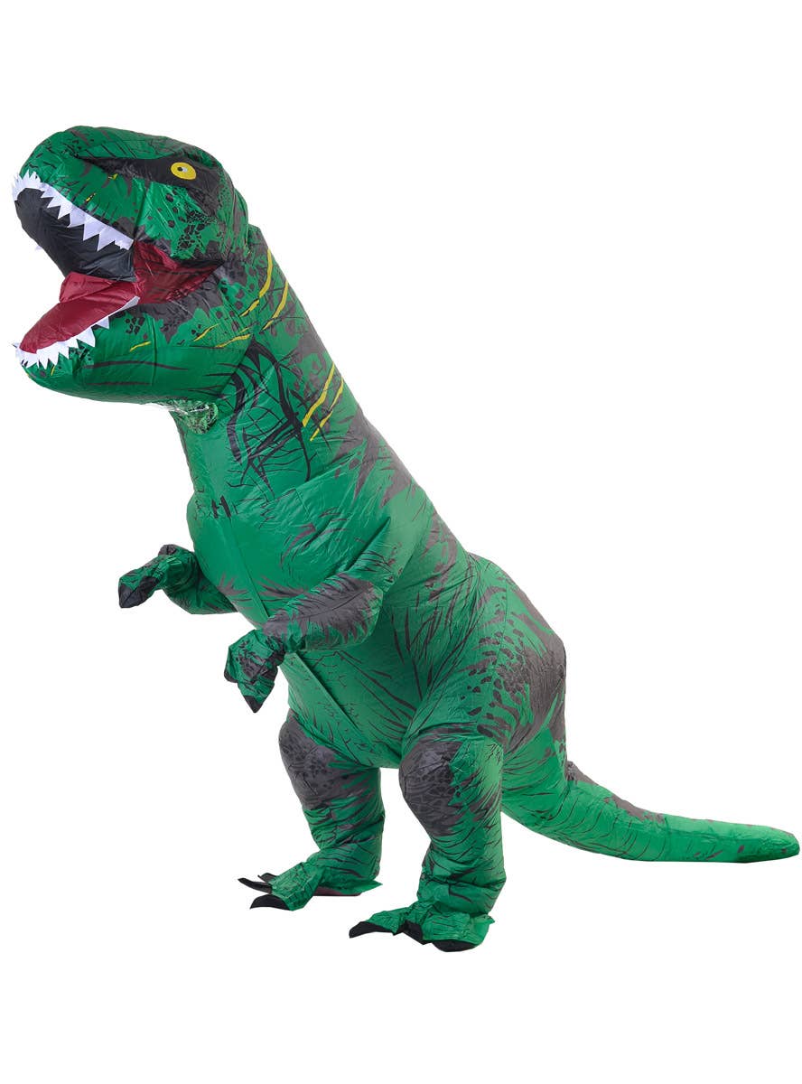 Image of Inflatable Green Dinosaur Adult's Costume - Side Image