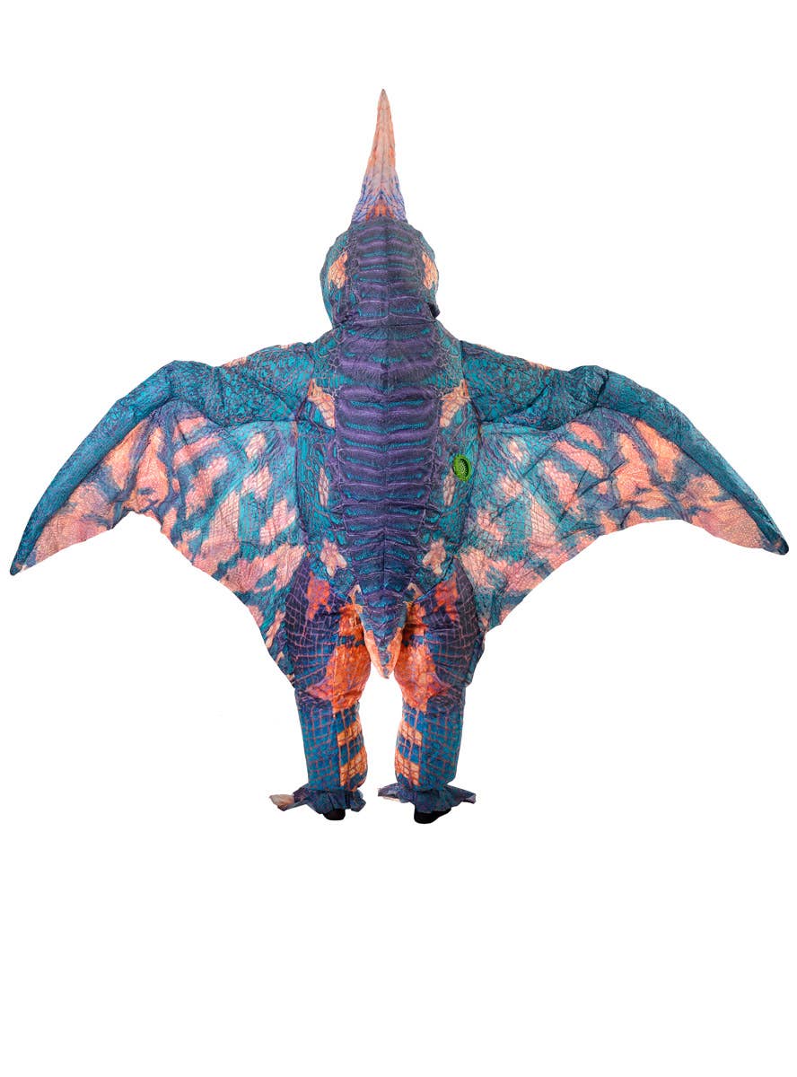 Image of Inflatable Blue Pterodactyl Adult's Dinosaur Costume - Back Image